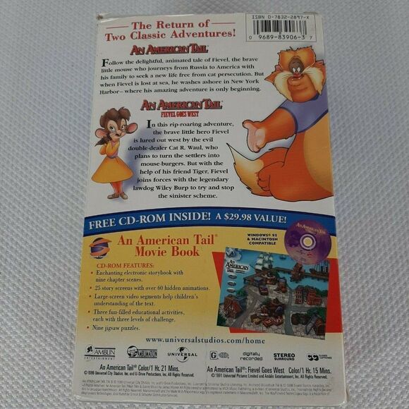 An American Tail Fievel Goes West 2 Pack Movie CD Limited Edition VHS - Picture 4 of 12